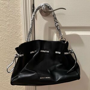🖤🐍 BADGLEY MISCHKA~Hobo Shoulder Bag w/ Gold & Snakeskin Details